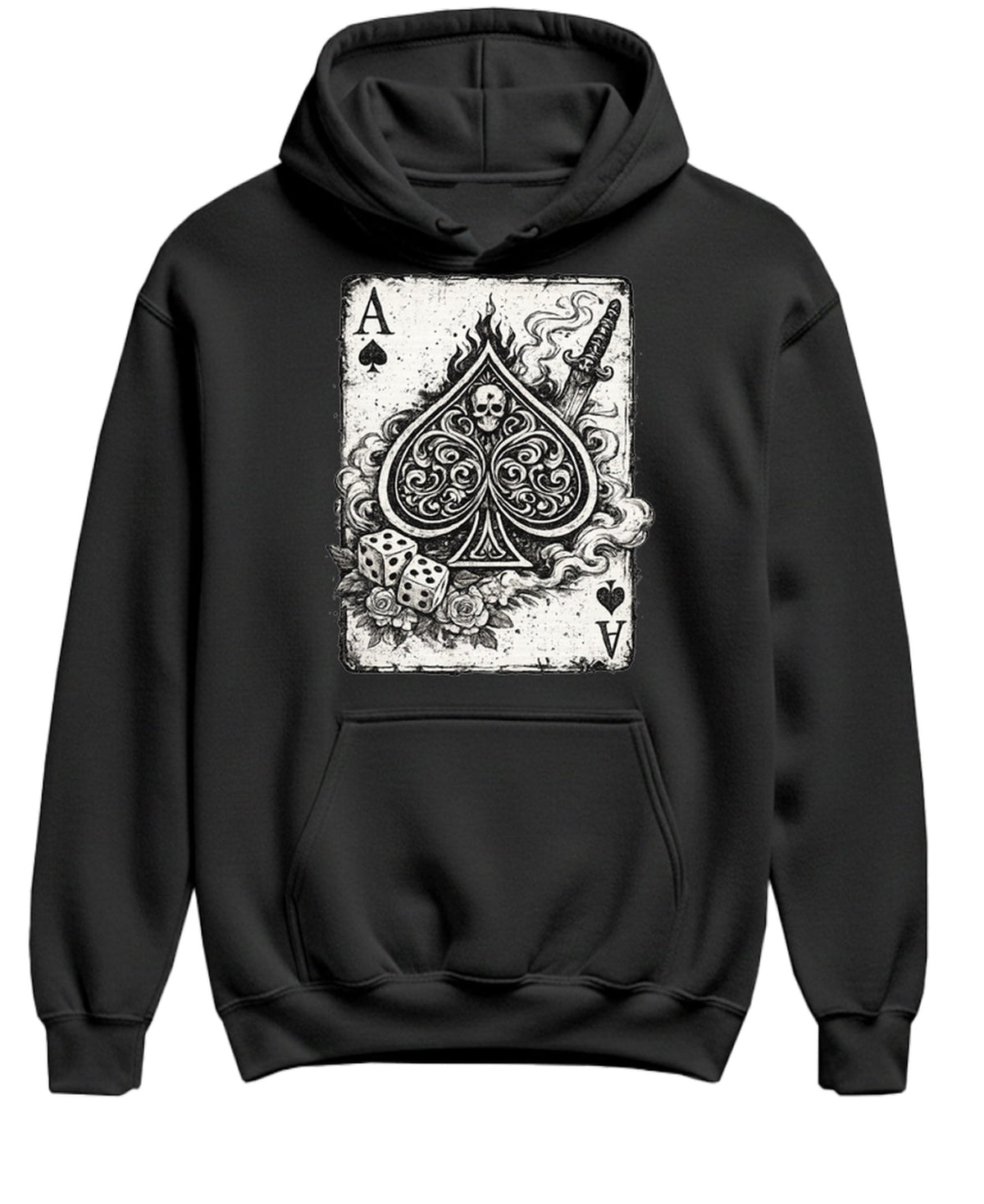 Ace of Spades Card Player Poker — Black Hoodie — front