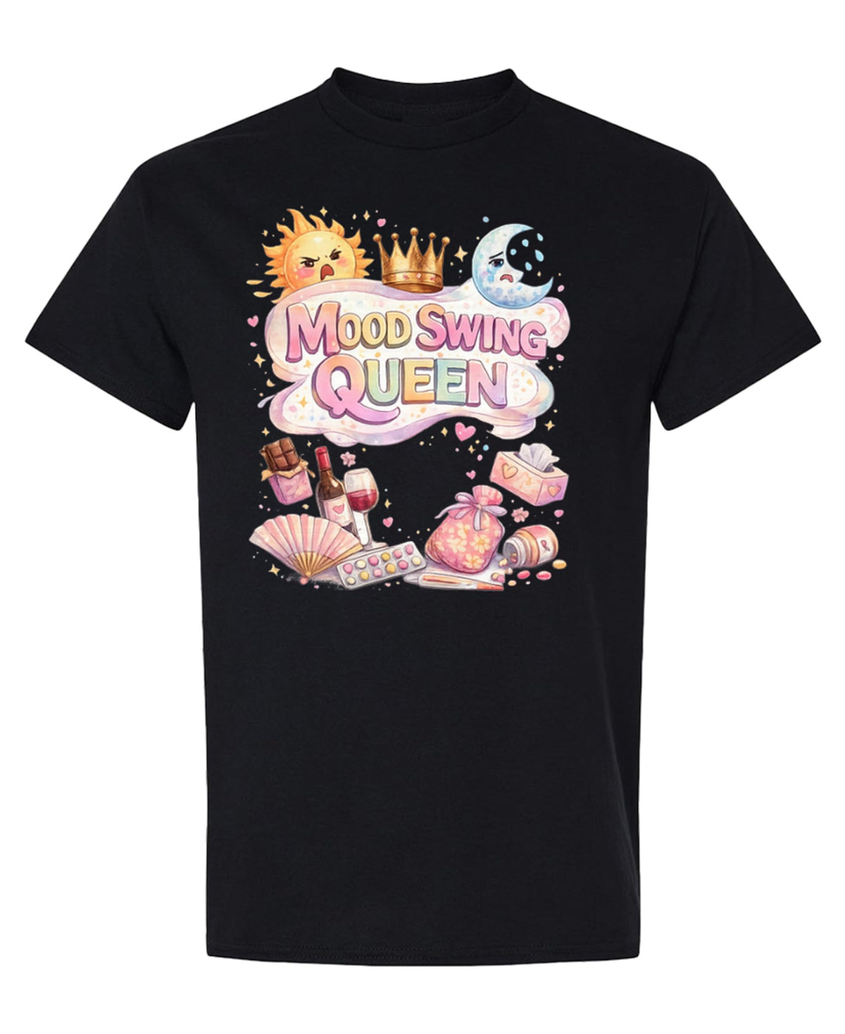 Mood Swing Queen — Black T-Shirt — front