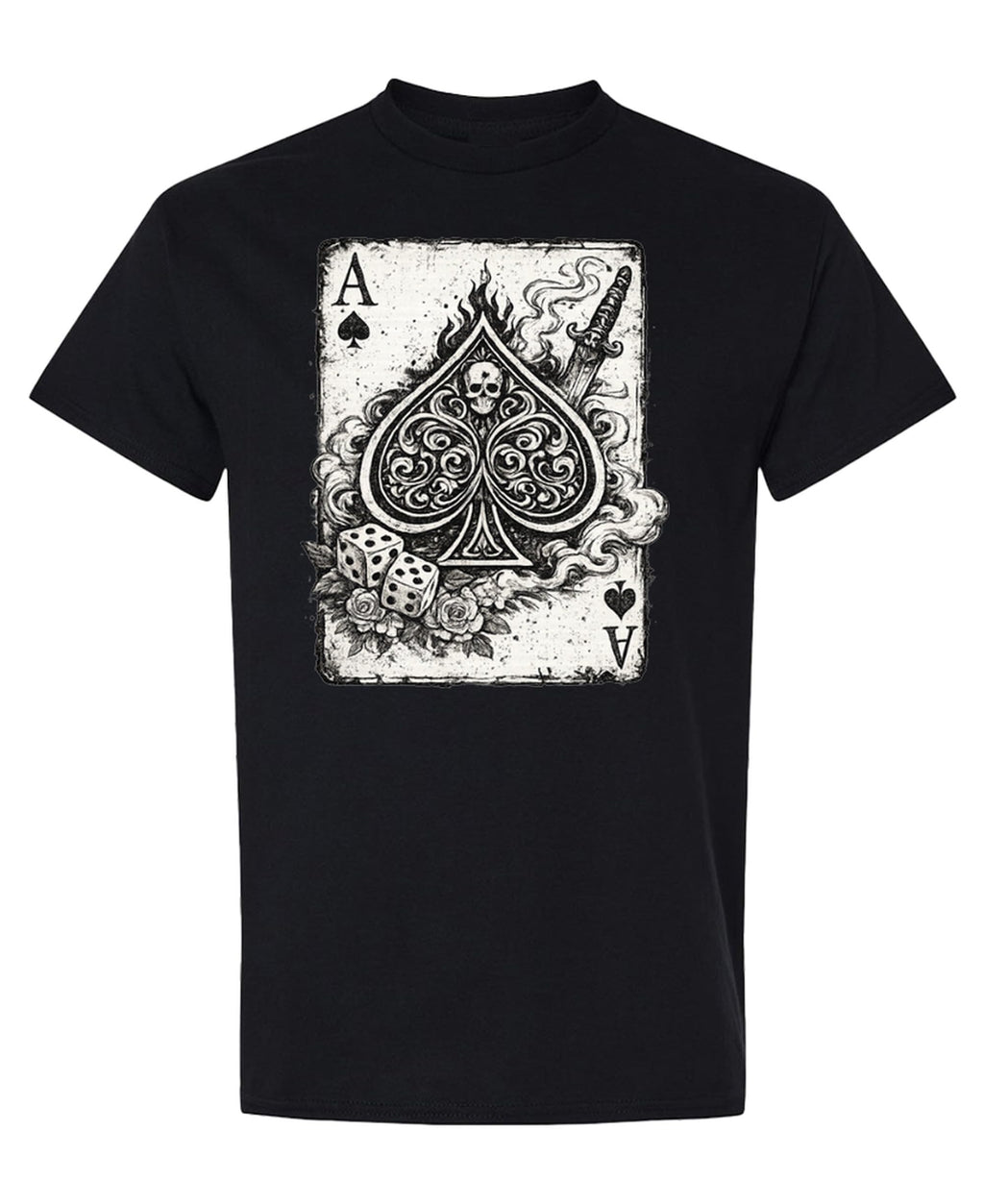 Ace of Spades Card Player Poker — Black T-Shirt — front