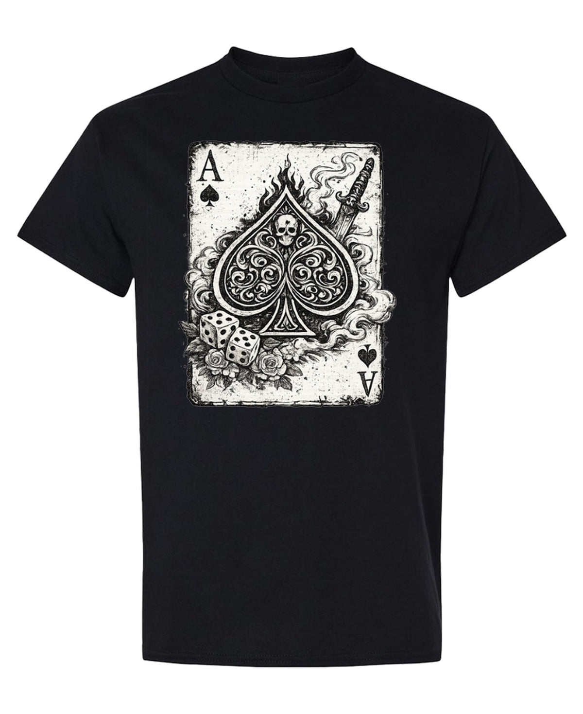 Ace of Spades Card Player Poker — Black T-Shirt — front
