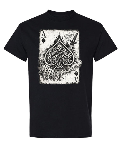Ace of Spades Card Player Poker — Black T-Shirt — front
