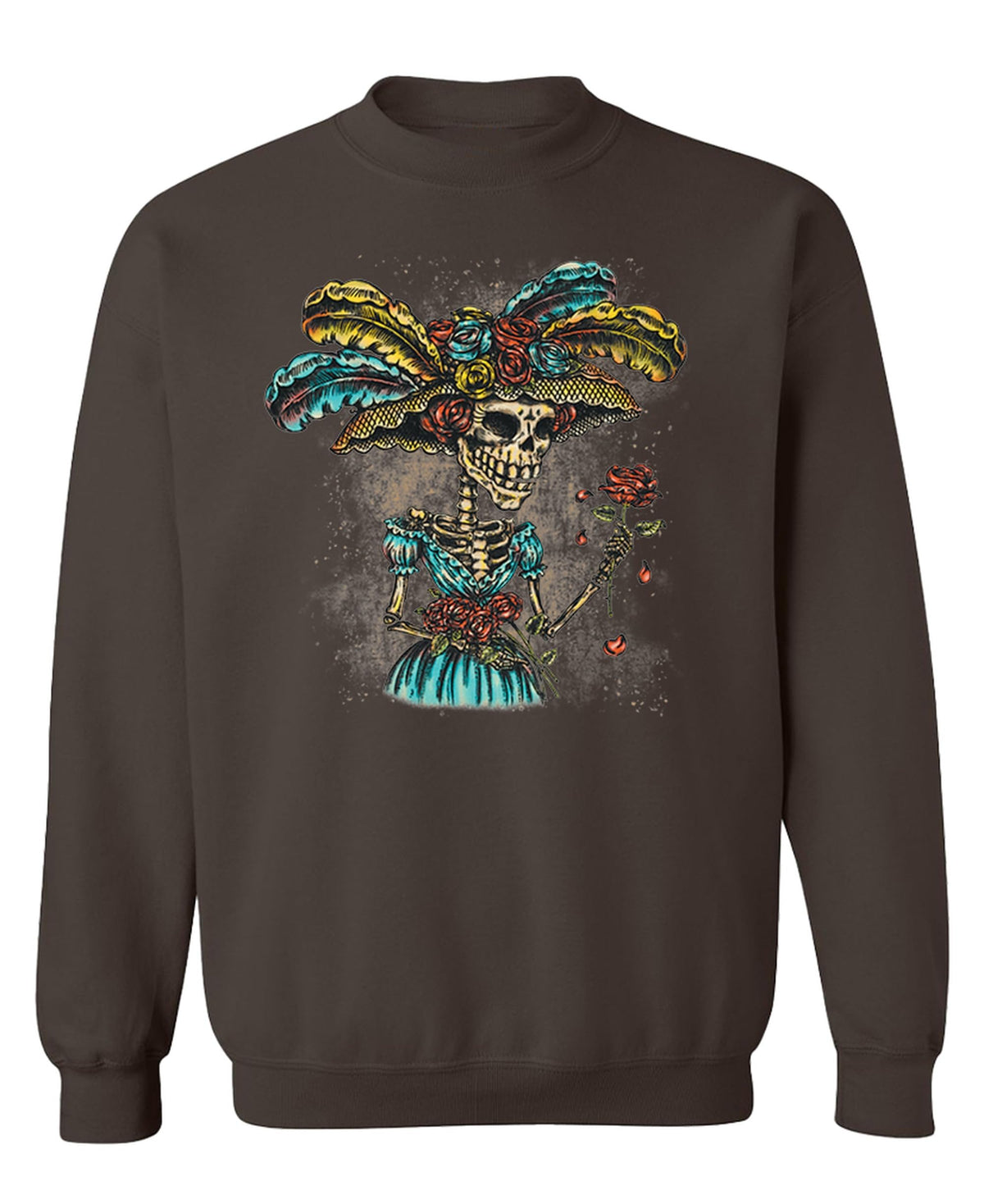 Colorful Ceremonial Skull — Chocolate Sweatshirt — front
