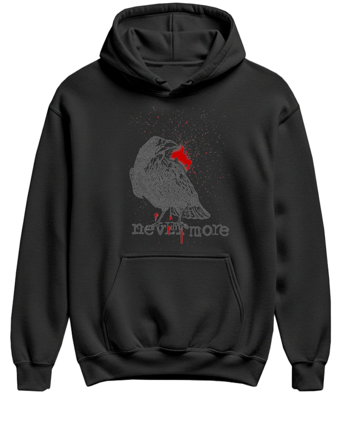 Nevermore Raven — Black Hoodie — front
