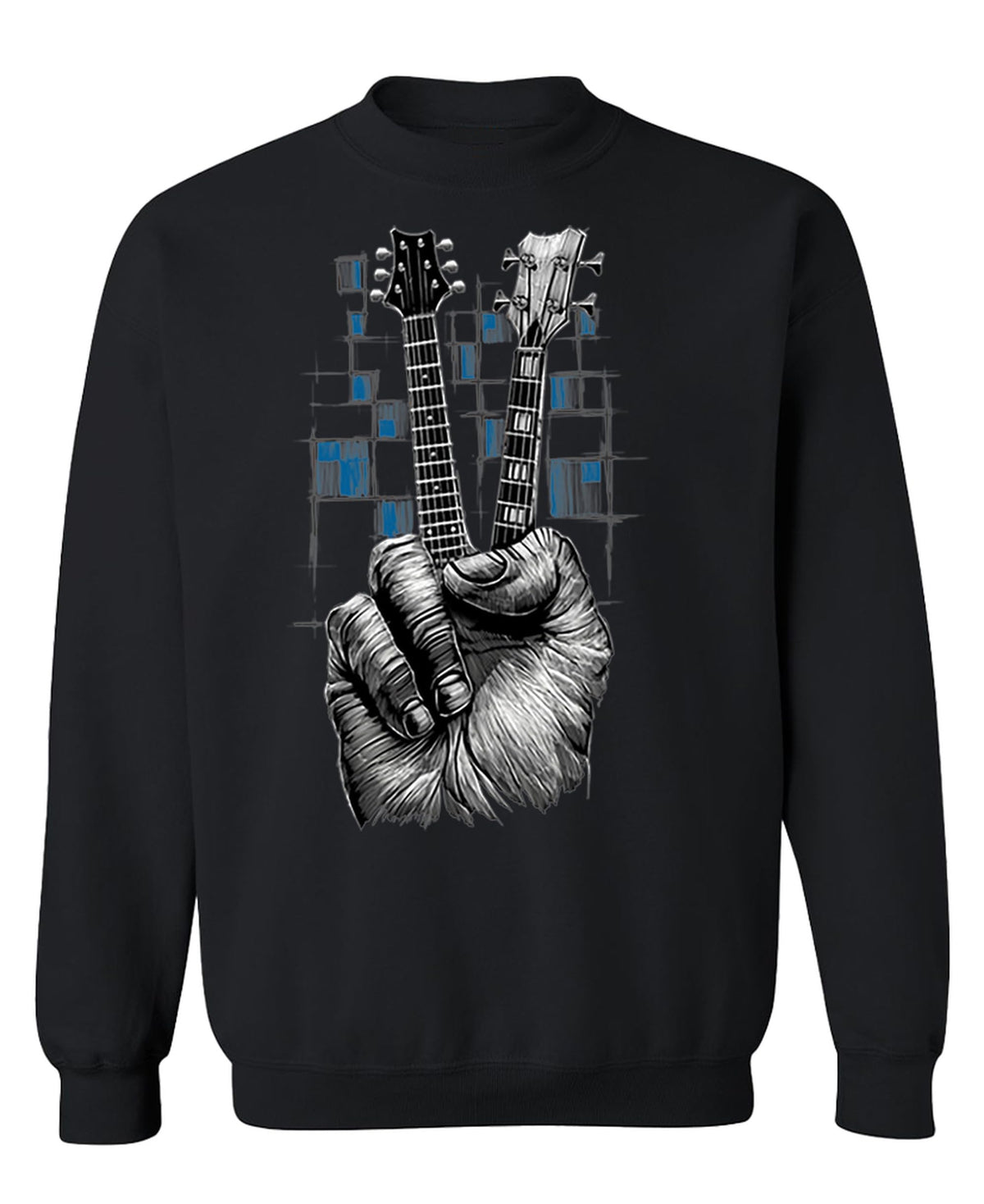 Guitar Peace Sign — Black Sweatshirt — front