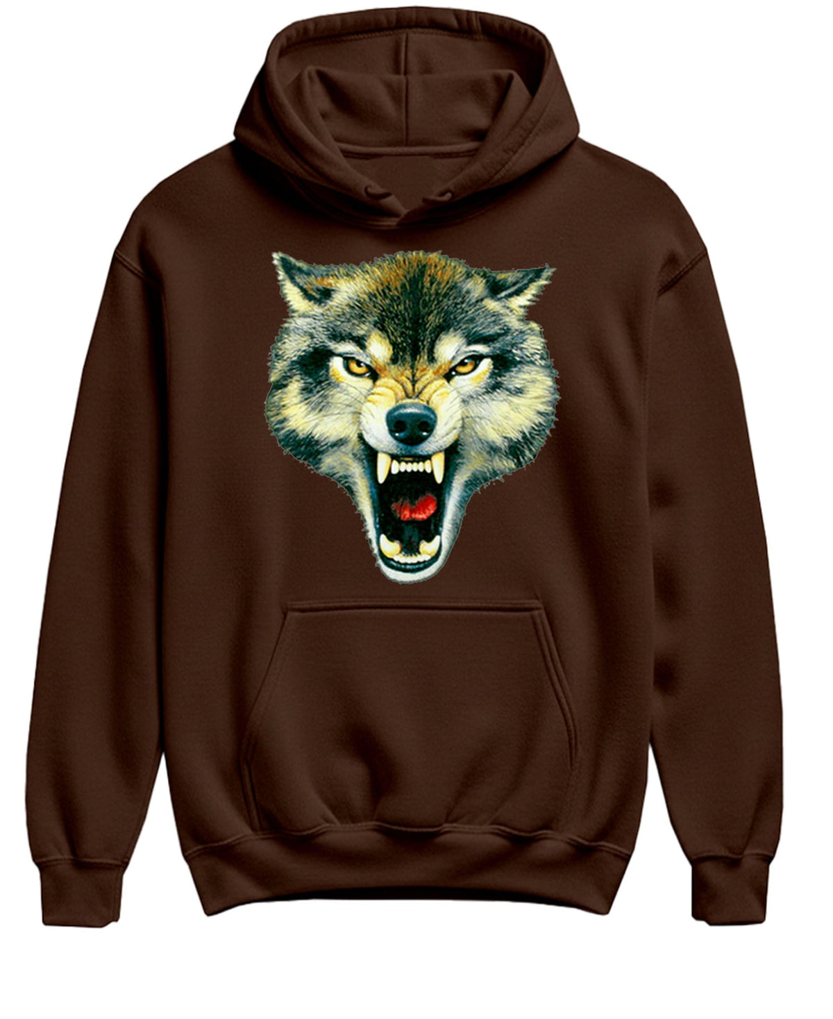 Snarling Wolf — Chocolate Hoodie — front