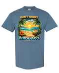 Don't Worry Beach Happy — Indigo Blue T-Shirt — front