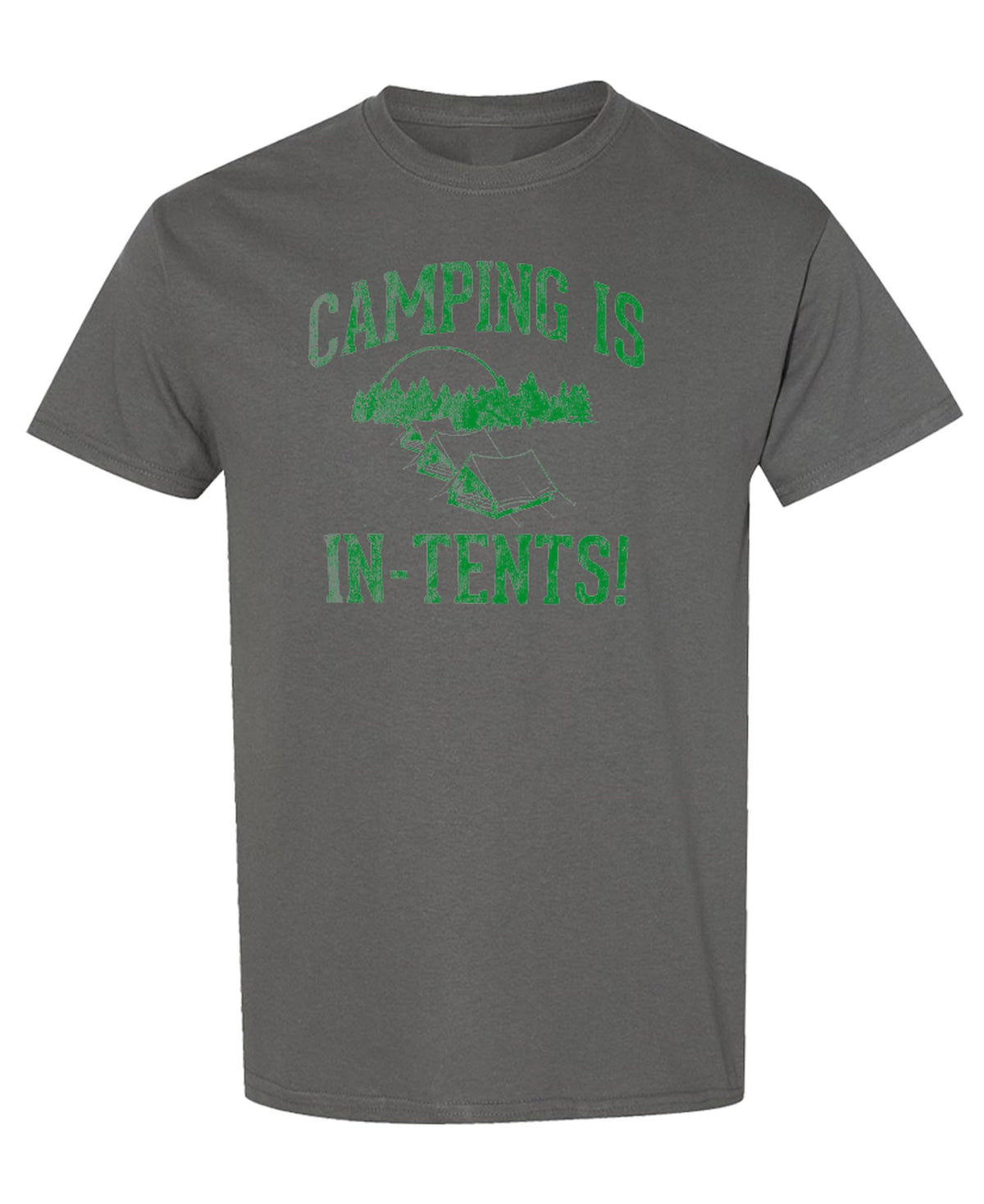 Camping Is In-Tents — Charcoal T-Shirt — front