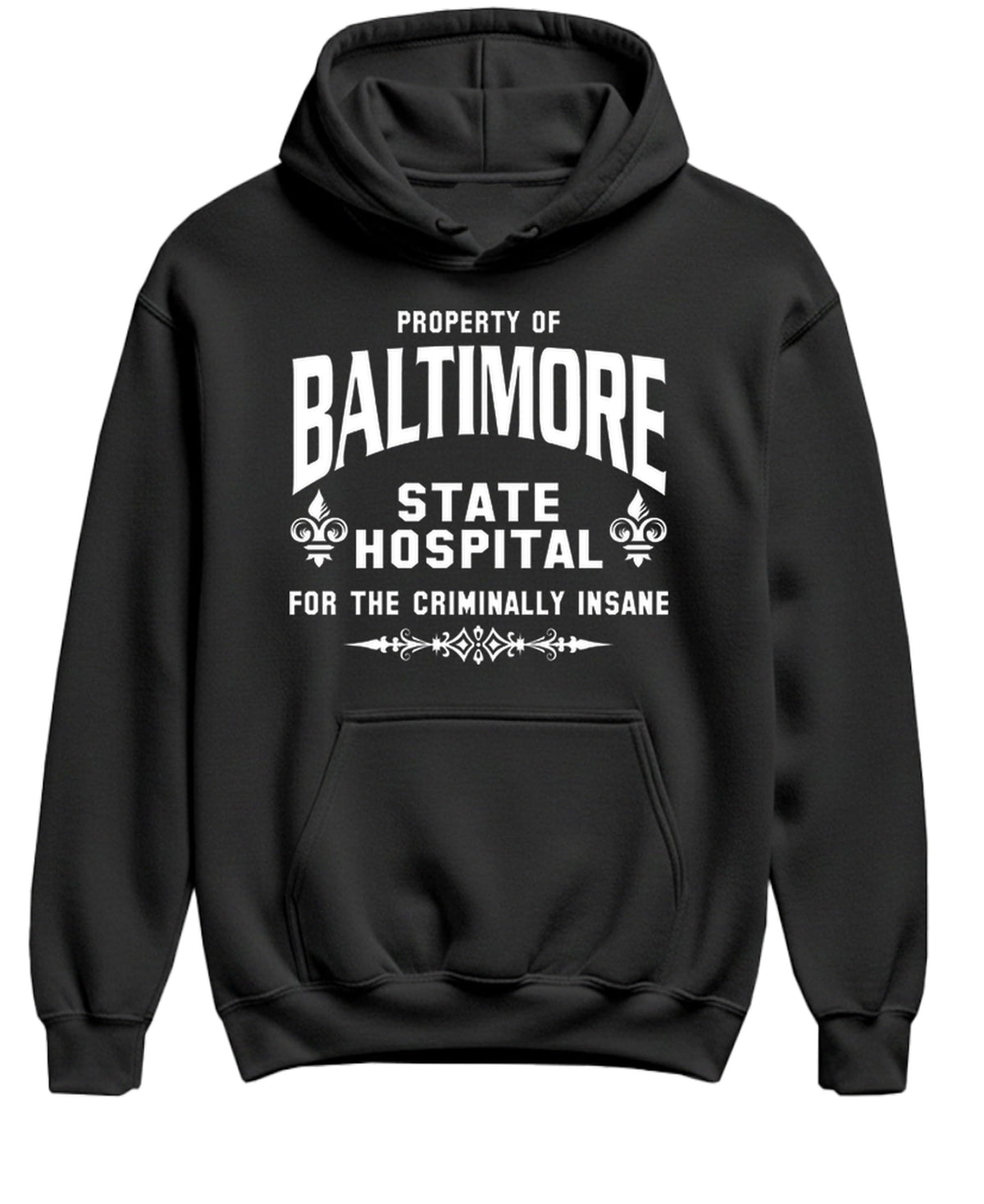 Baltimore State Hospital — Black Hoodie — front