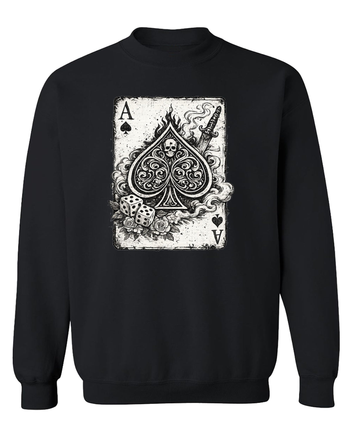 Ace of Spades Card Player Poker — Black Sweatshirt — front
