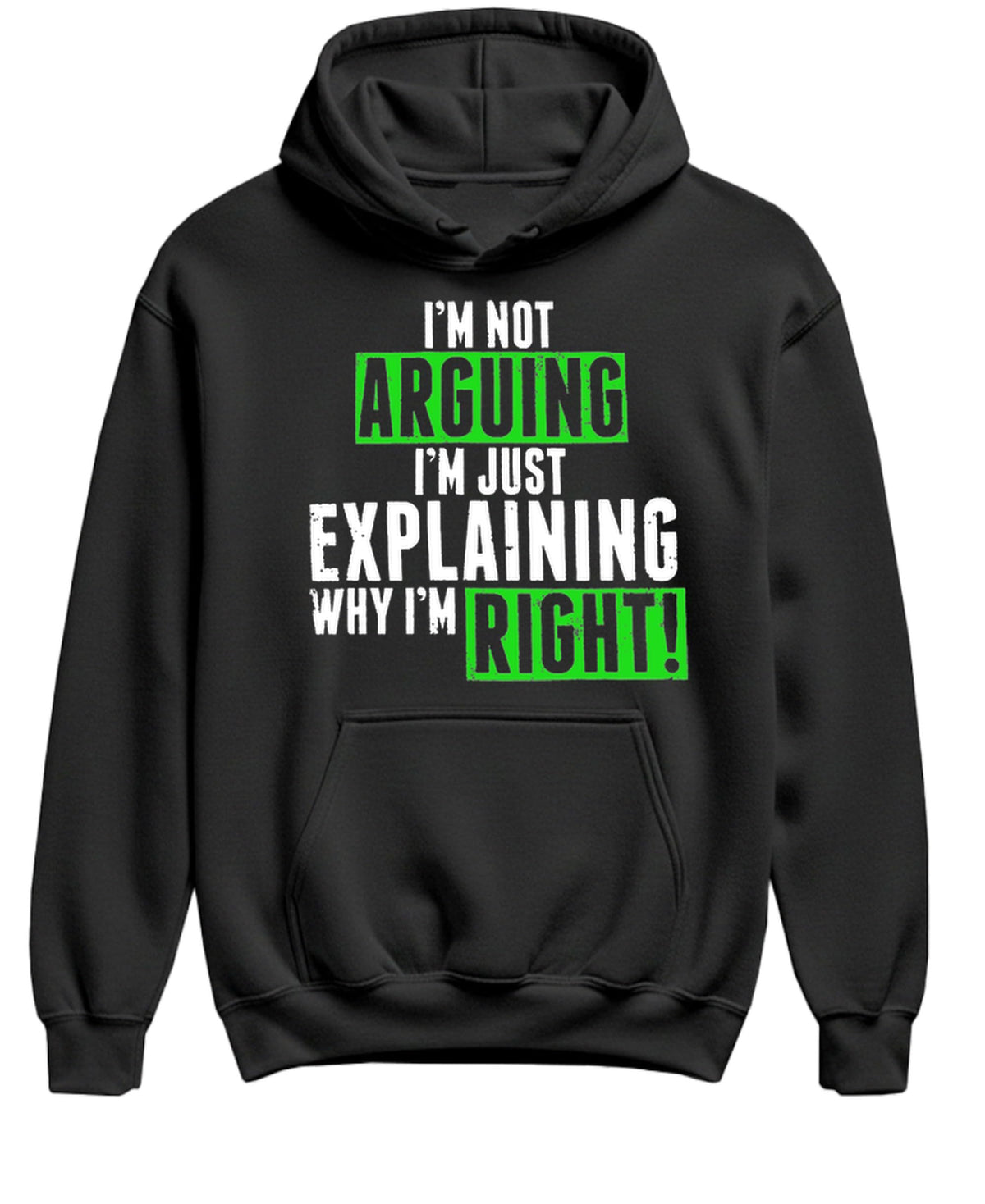 Not Arguing, Just Explaining Why I Am Right — Black Hoodie — front