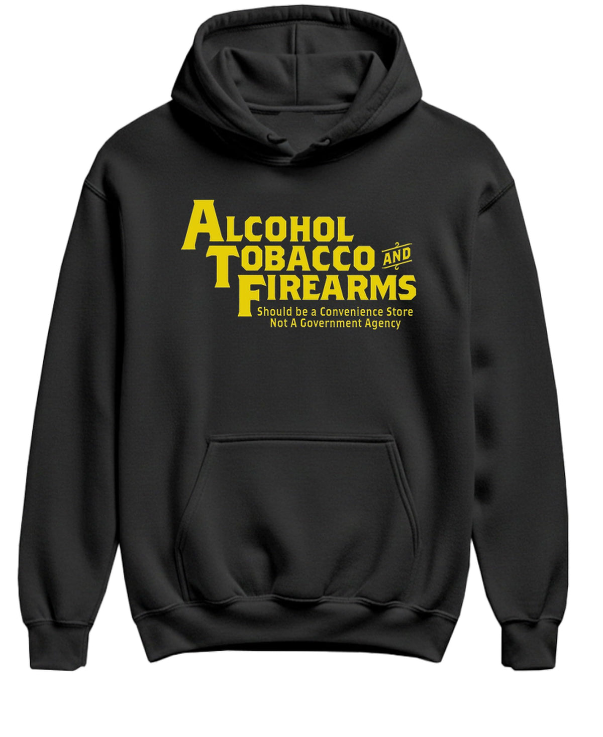 Alcohol Tobacco and Firearms Convenience Store — Black Hoodie — front
