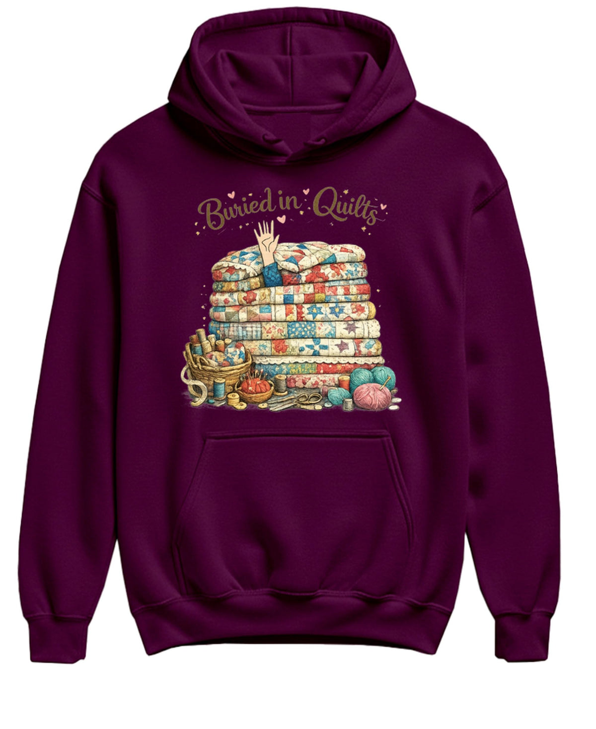 Quilting — Maroon Hoodie — front