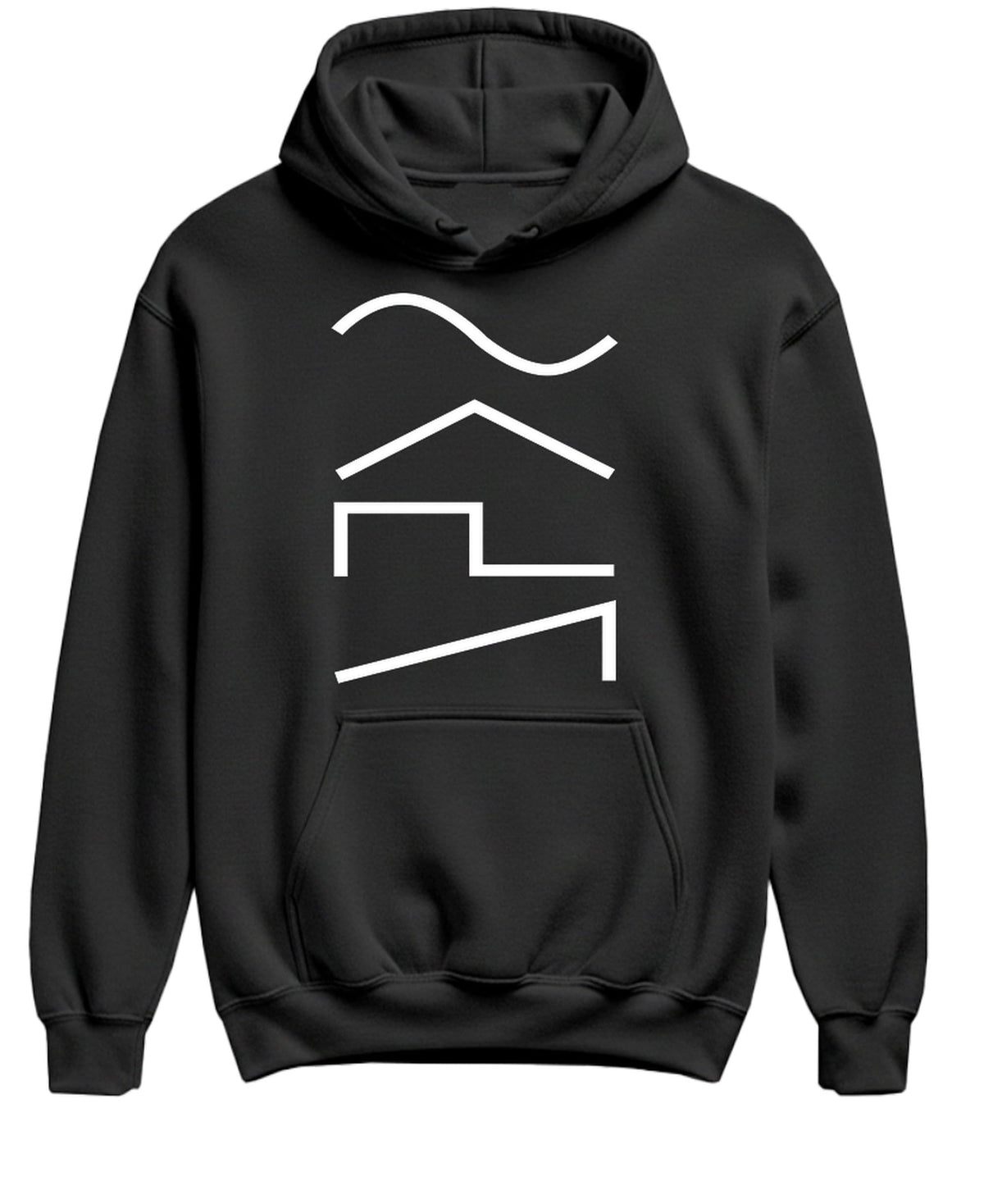 Synth Waveforms — Black Hoodie — front