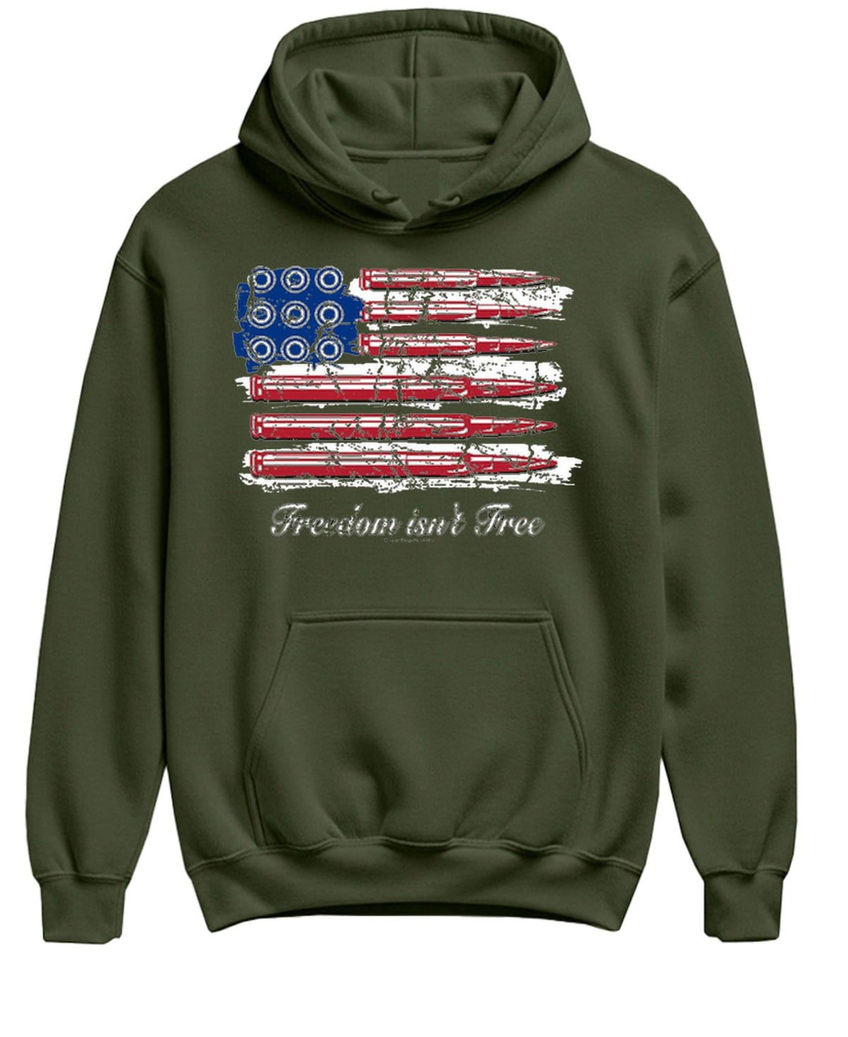 Freedom Isn't Free Flag — Military Green Hoodie — front