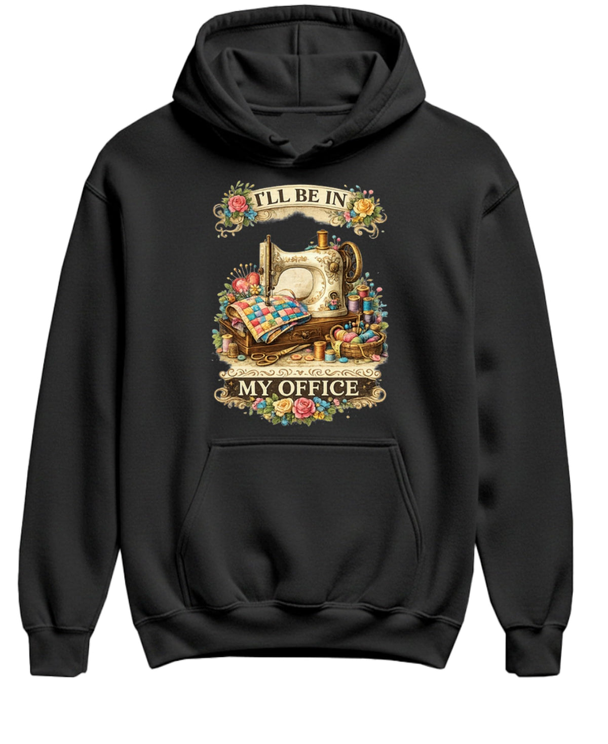 Sewing Room — Black Hoodie — front
