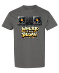 Where It All Began Turntables — Charcoal T-Shirt — front