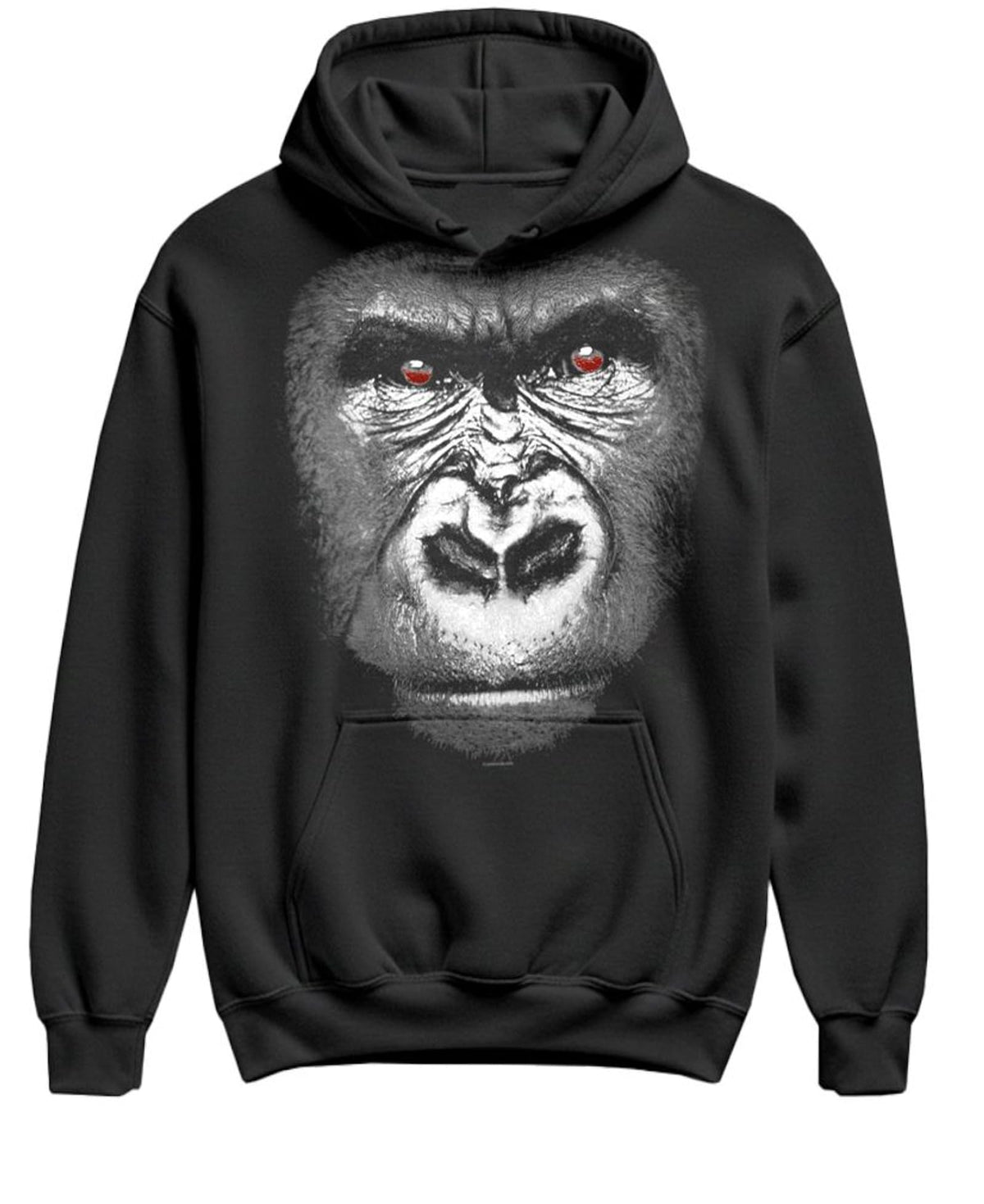 Silverback Gorilla Portrait — Black Hoodie — front