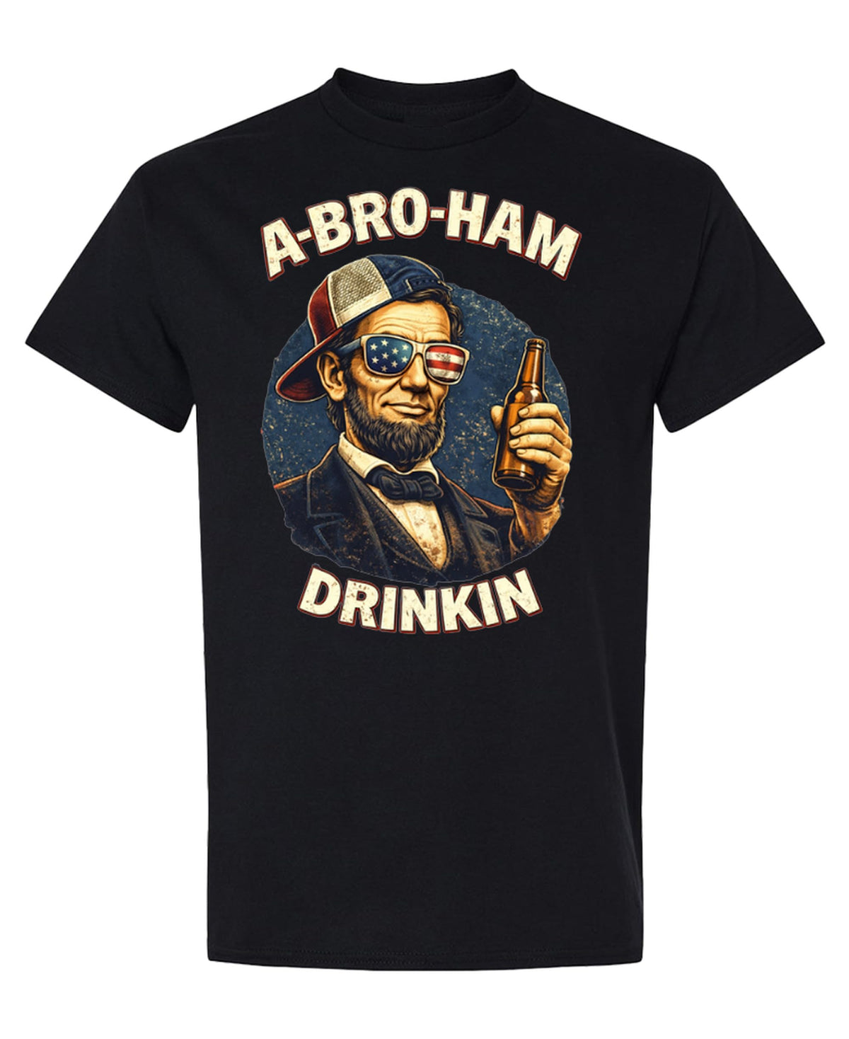 Funny Patriotic Drinking — Black T-Shirt — front