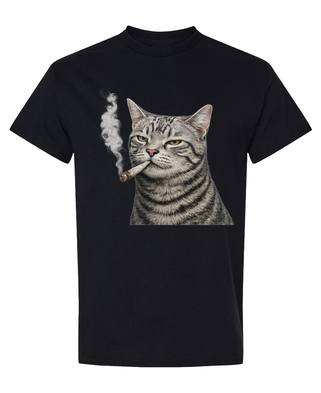 Funny Cat — Black T-Shirt — front