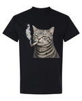 Funny Cat — Black T-Shirt — front