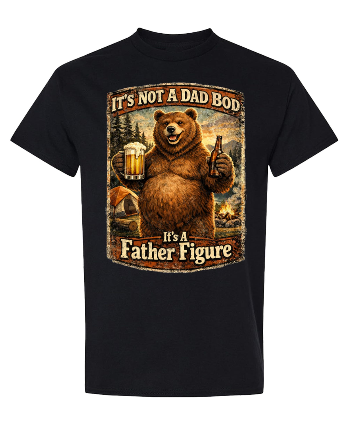 Dad Bod Father Figure — Black T-Shirt — front