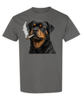 Rottweiler Smoking Weed — Charcoal T-Shirt — front