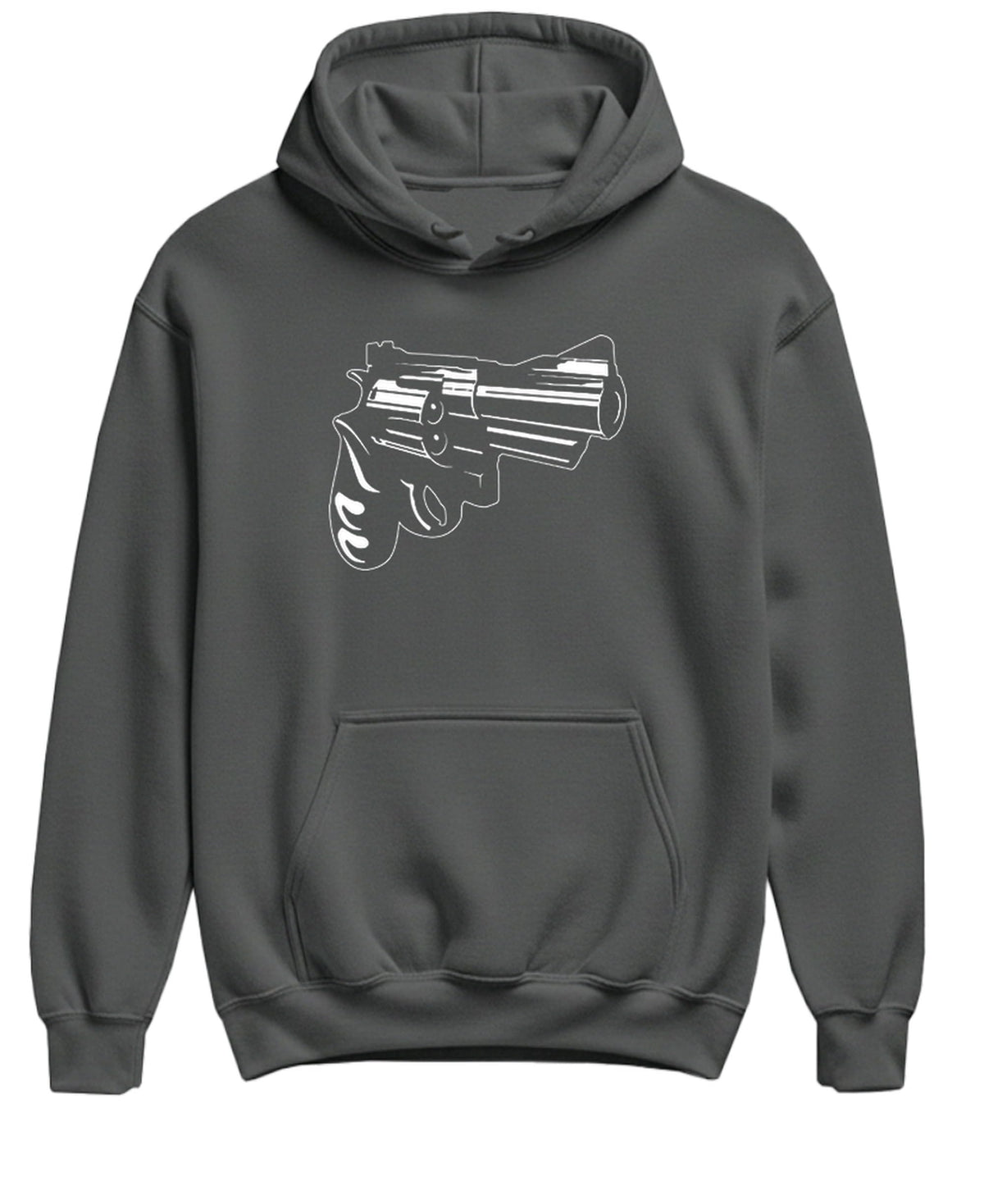 Revolver Line Drawing — Charcoal Hoodie — front