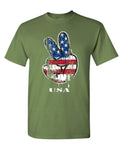 USA Peace Hand — Military Green T-Shirt — front