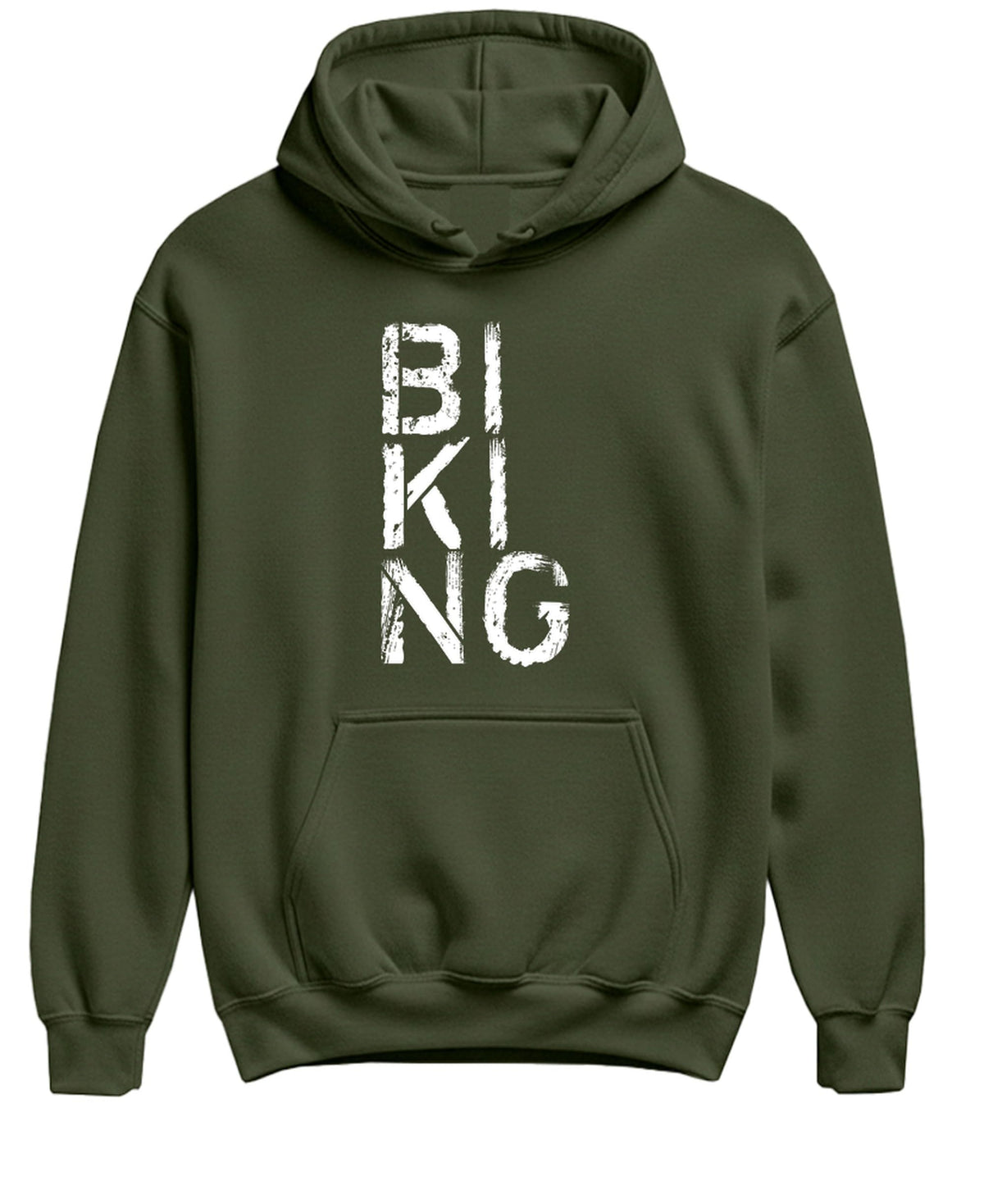 Biking Typography — Military Green Hoodie — front