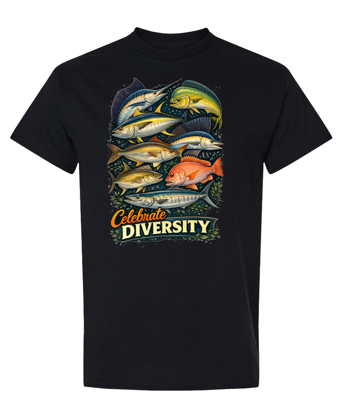 Saltwater Fishing — Black T-Shirt — front