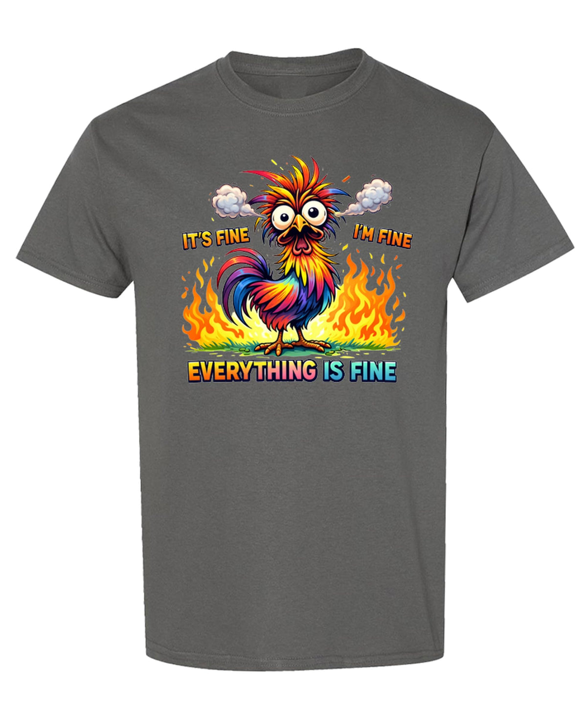 Everything Is Fine Owl — Charcoal T-Shirt — front