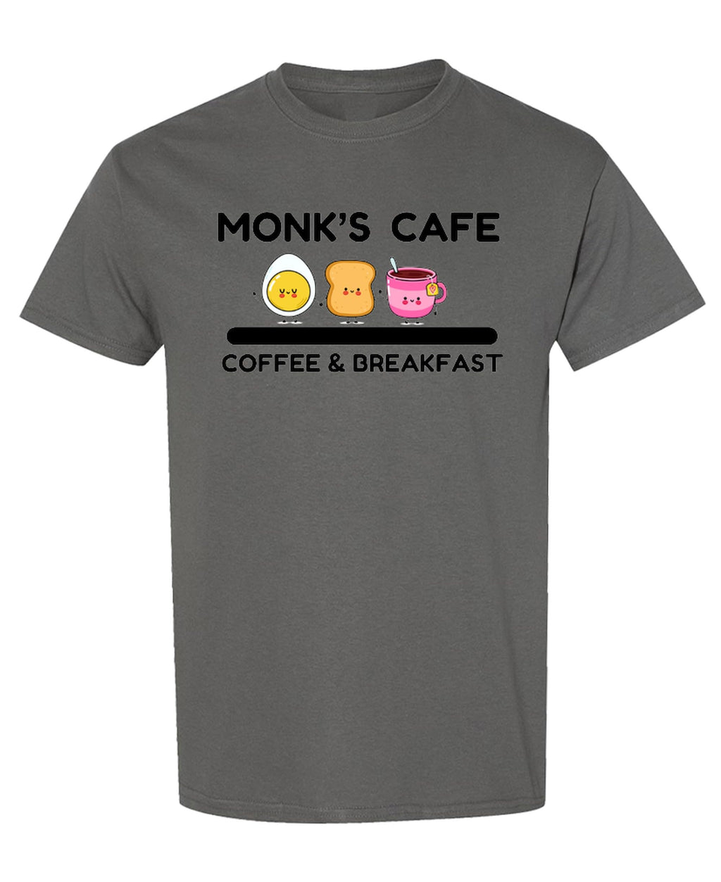 Monk's Cafe — Charcoal T-Shirt — front