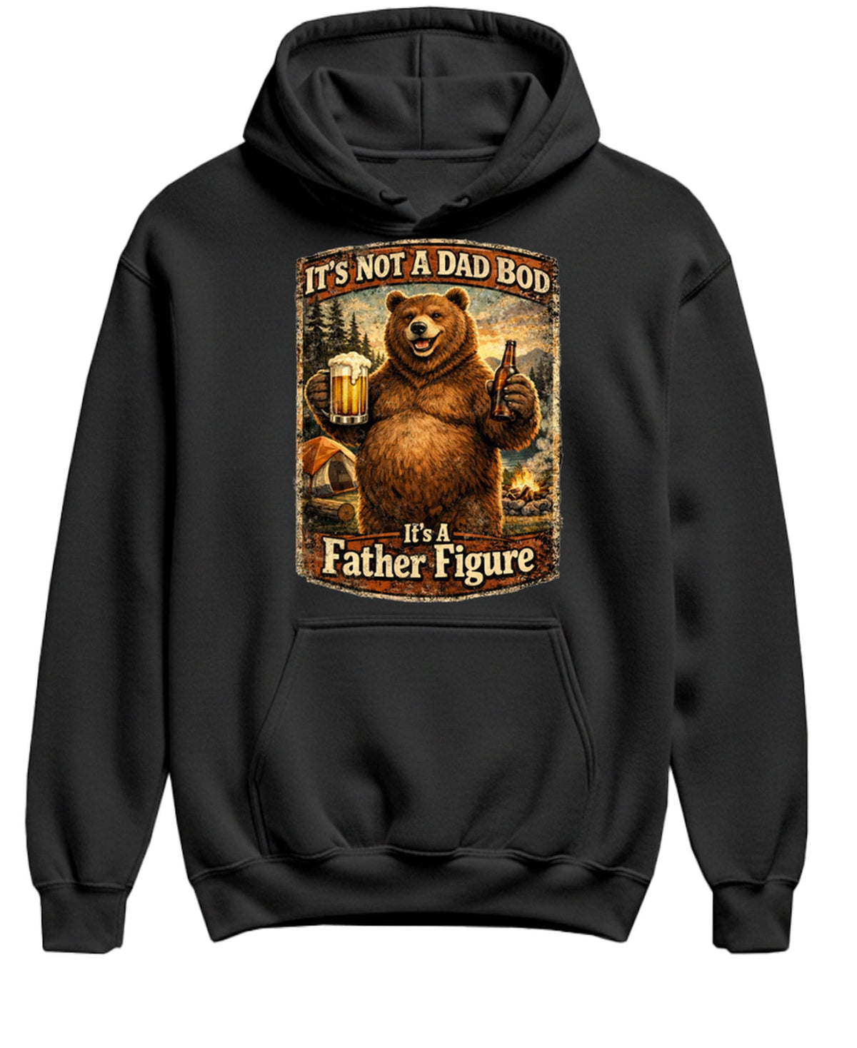 Dad Bod Father Figure — Black Hoodie — front