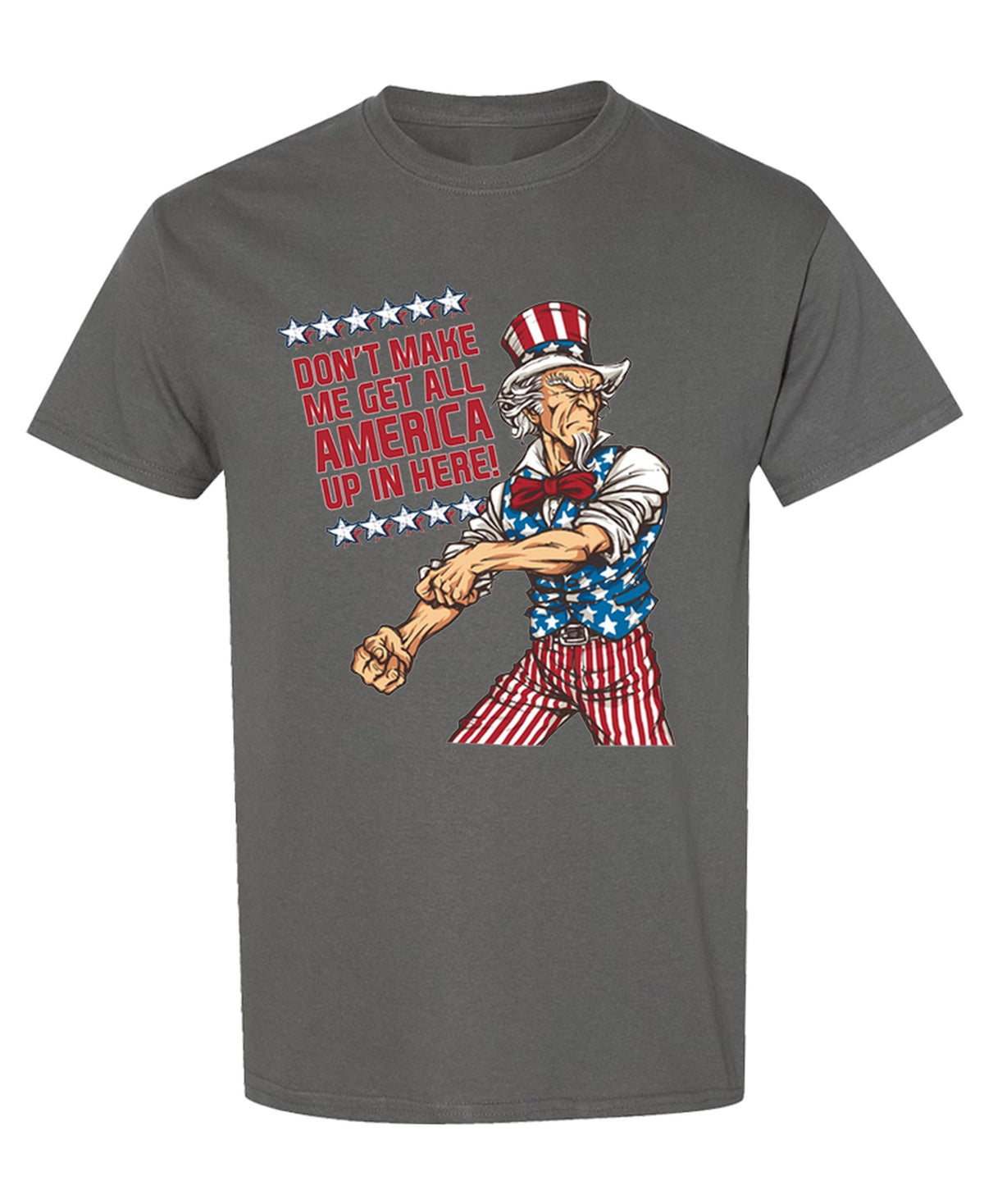 Uncle Sam Rolled-Up Sleeves — Charcoal T-Shirt — front