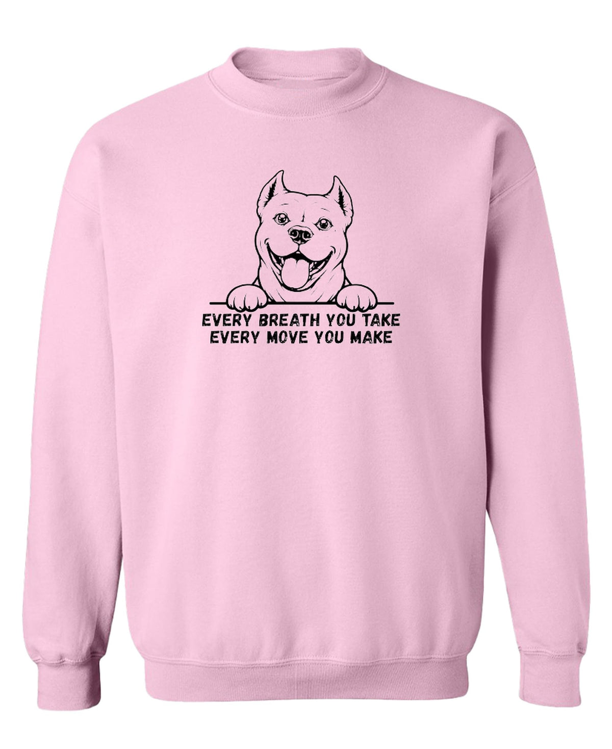 Funny Pitbull Dog — Light Pink Sweatshirt — front
