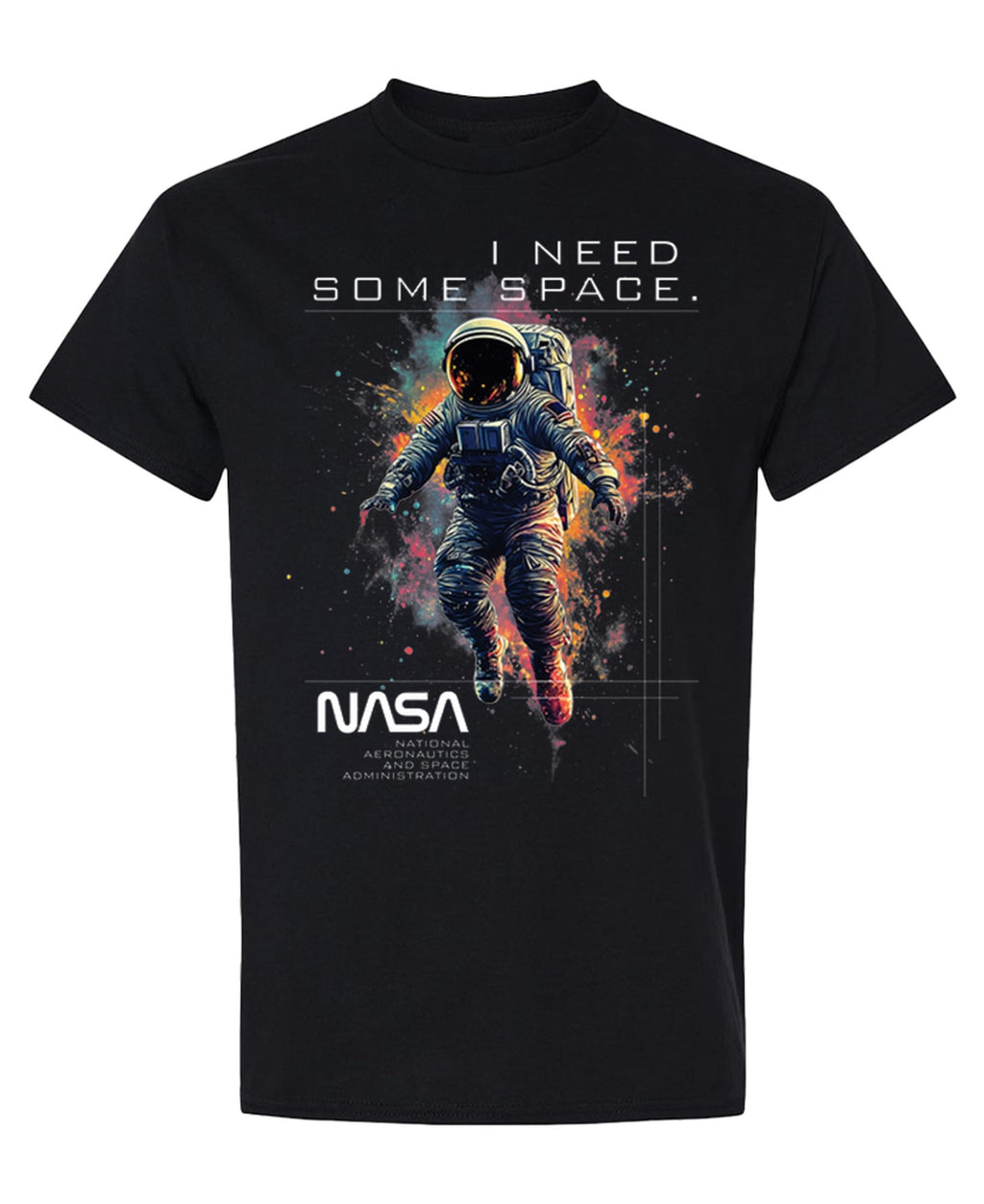 I Need Some Space Astronaut — Black T-Shirt — front