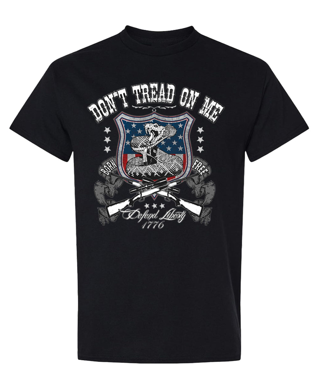 Don't Tread on Me — Black T-Shirt — front