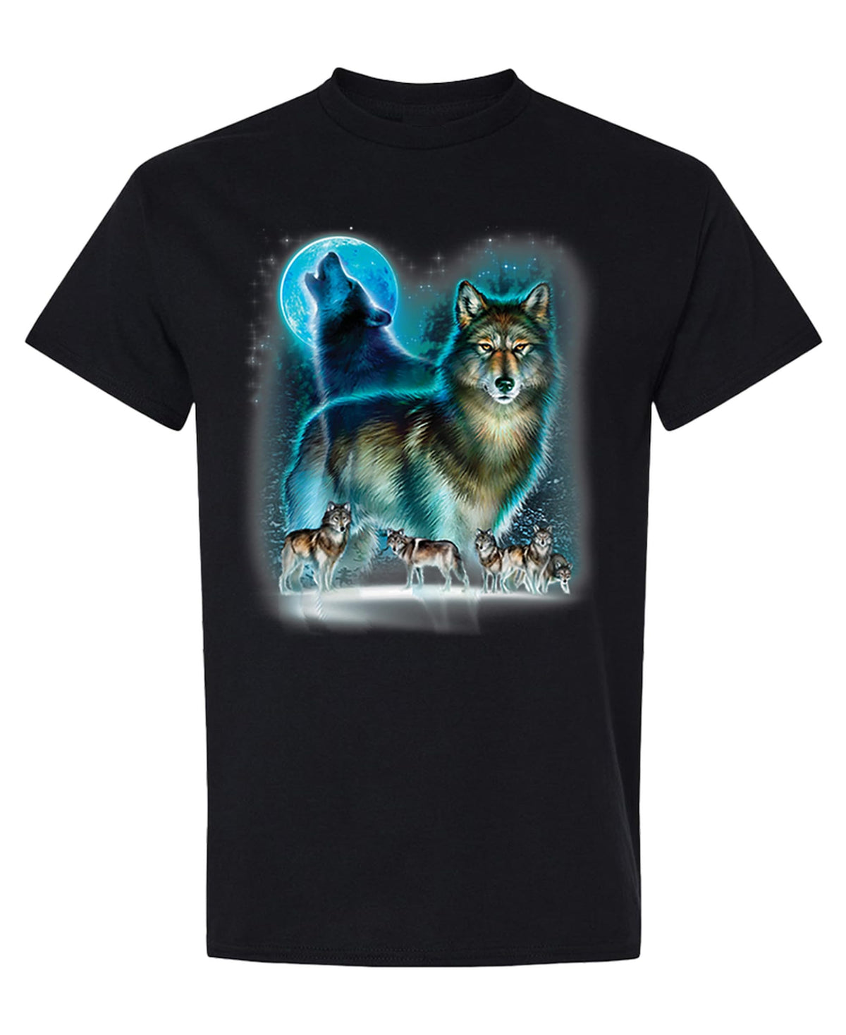 Howling Wolf Pack — Black T-Shirt — front