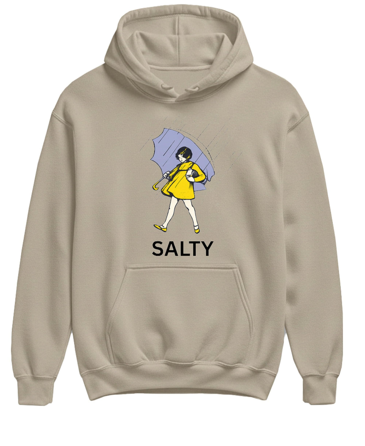 Salty Parody Tee Funny Novelty Graphic — Sand Hoodie — front
