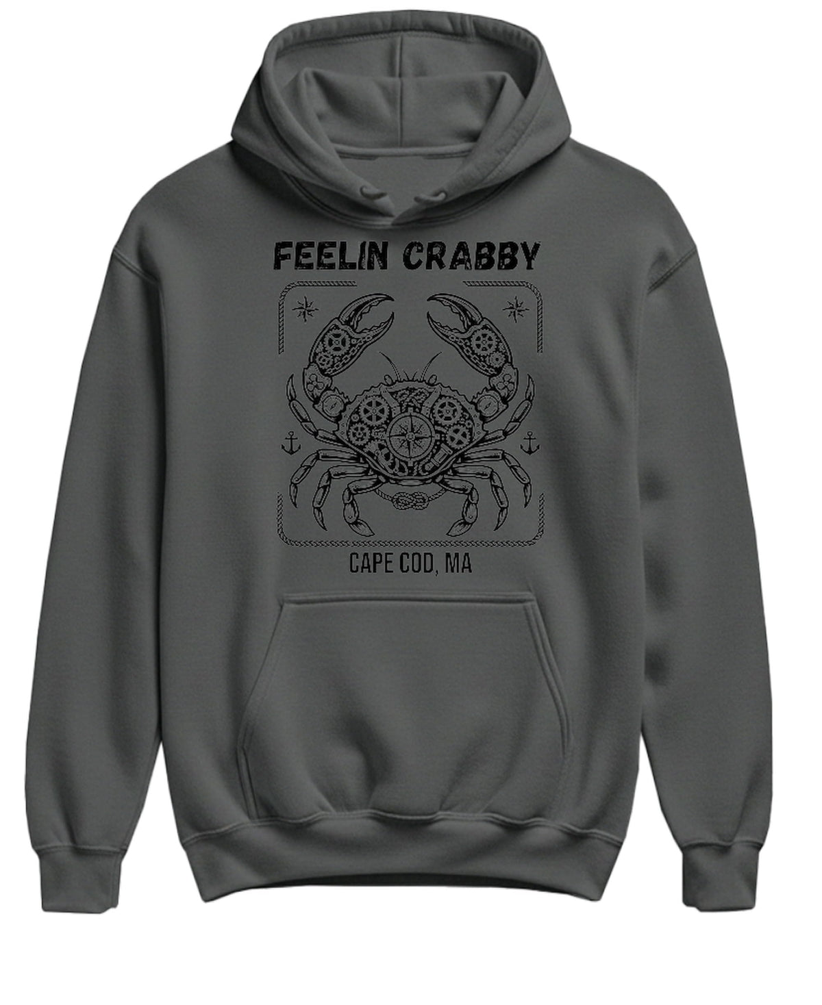 Feelin Crabby Cape Cod — Charcoal Hoodie — front