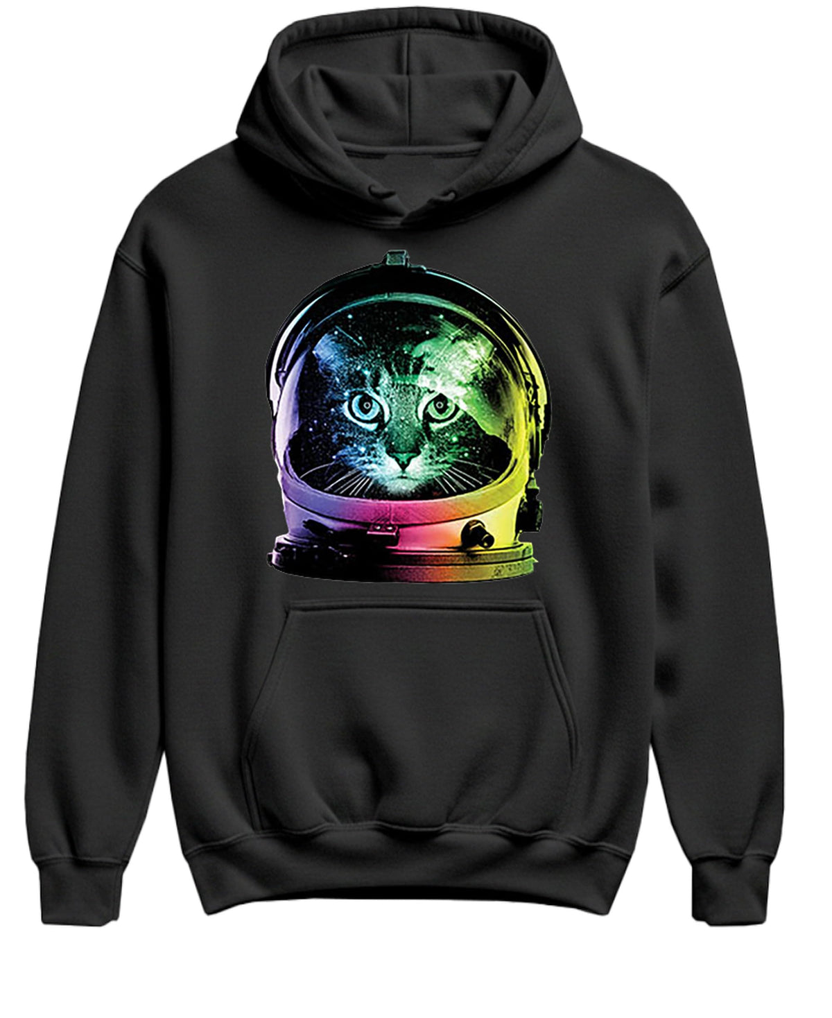 Astronaut Cat — Black Hoodie — front