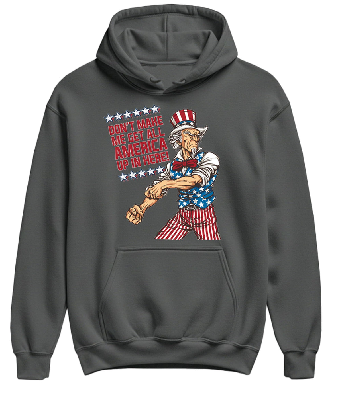 Uncle Sam Rolled-Up Sleeves — Charcoal Hoodie — front