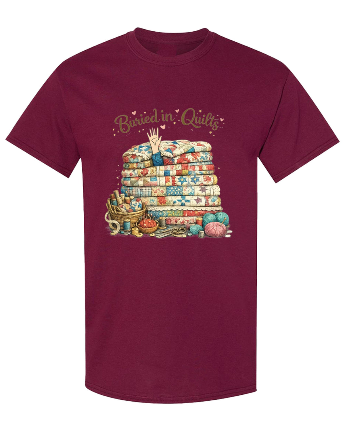 Quilting — Maroon T-Shirt — front