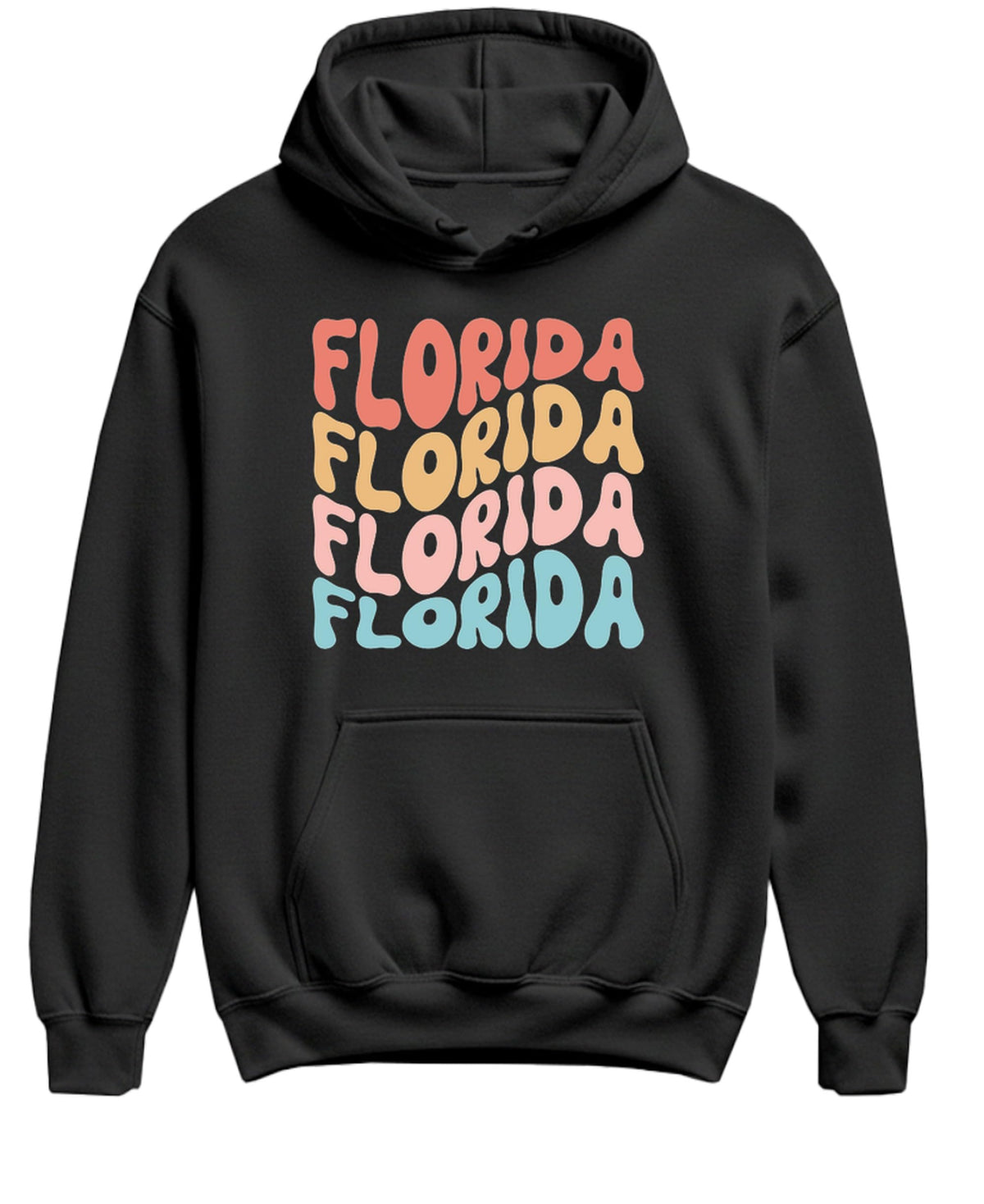 Florida Colorful Lettering — Black Hoodie — front