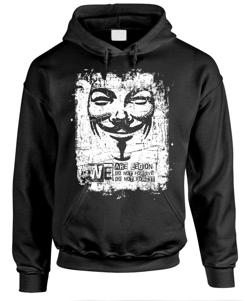 We Are Legion Mask — Black Hoodie — front