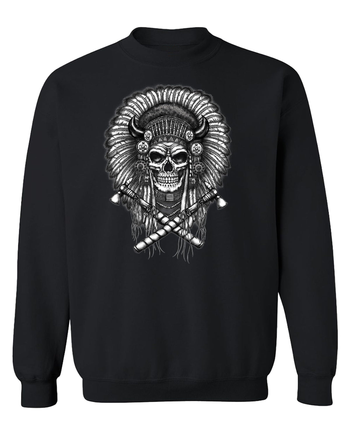 Feathered Skull and Crossed Bones — Black Sweatshirt — front