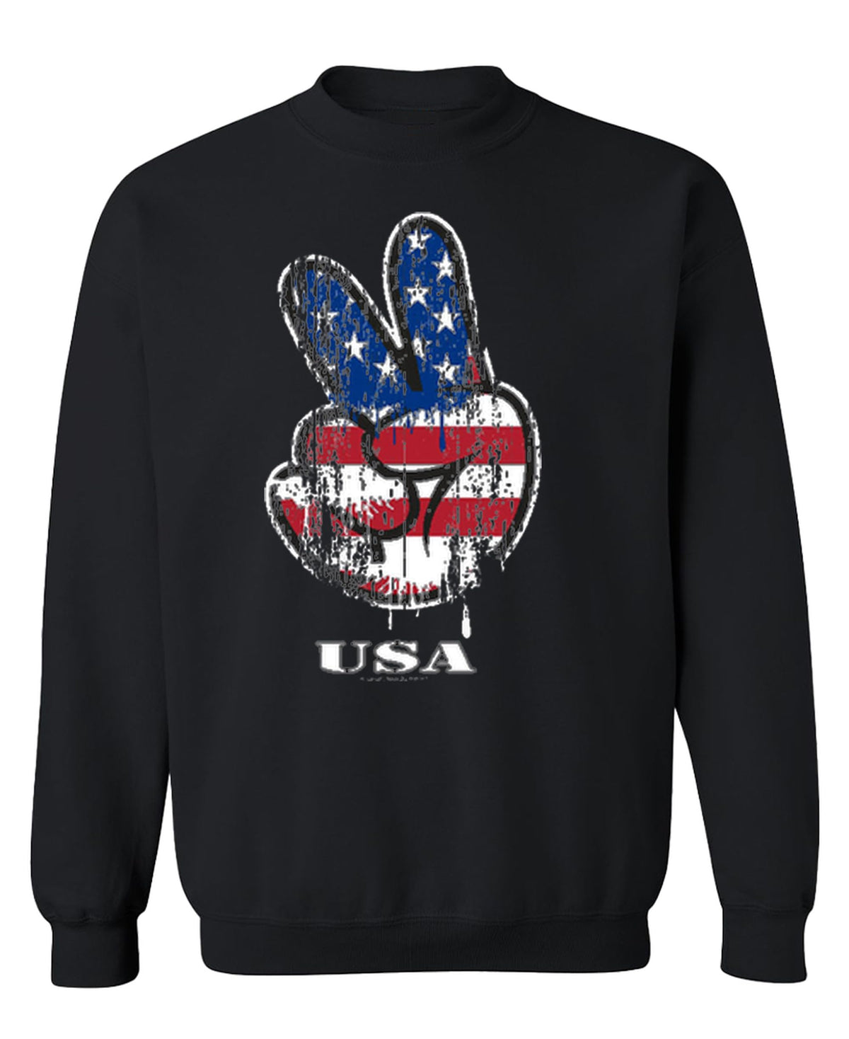 USA Peace Hand — Black Sweatshirt — front