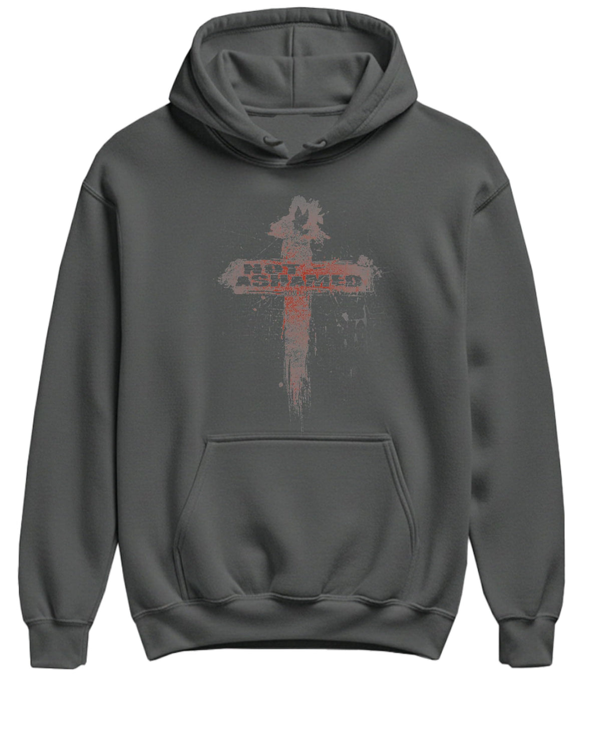 Not Ashamed Cross — Charcoal Hoodie — front
