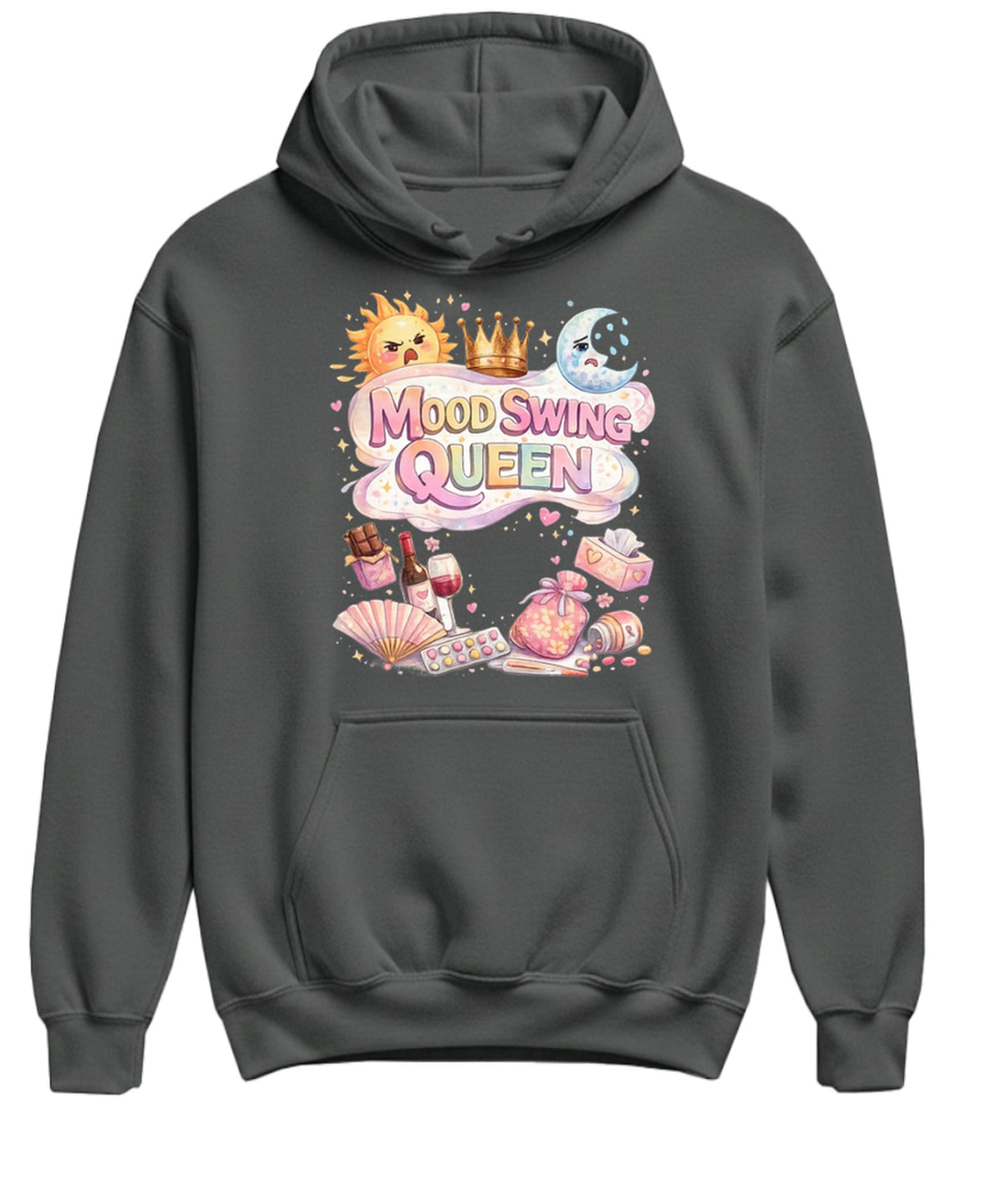 Mood Swing Queen — Charcoal Hoodie — front