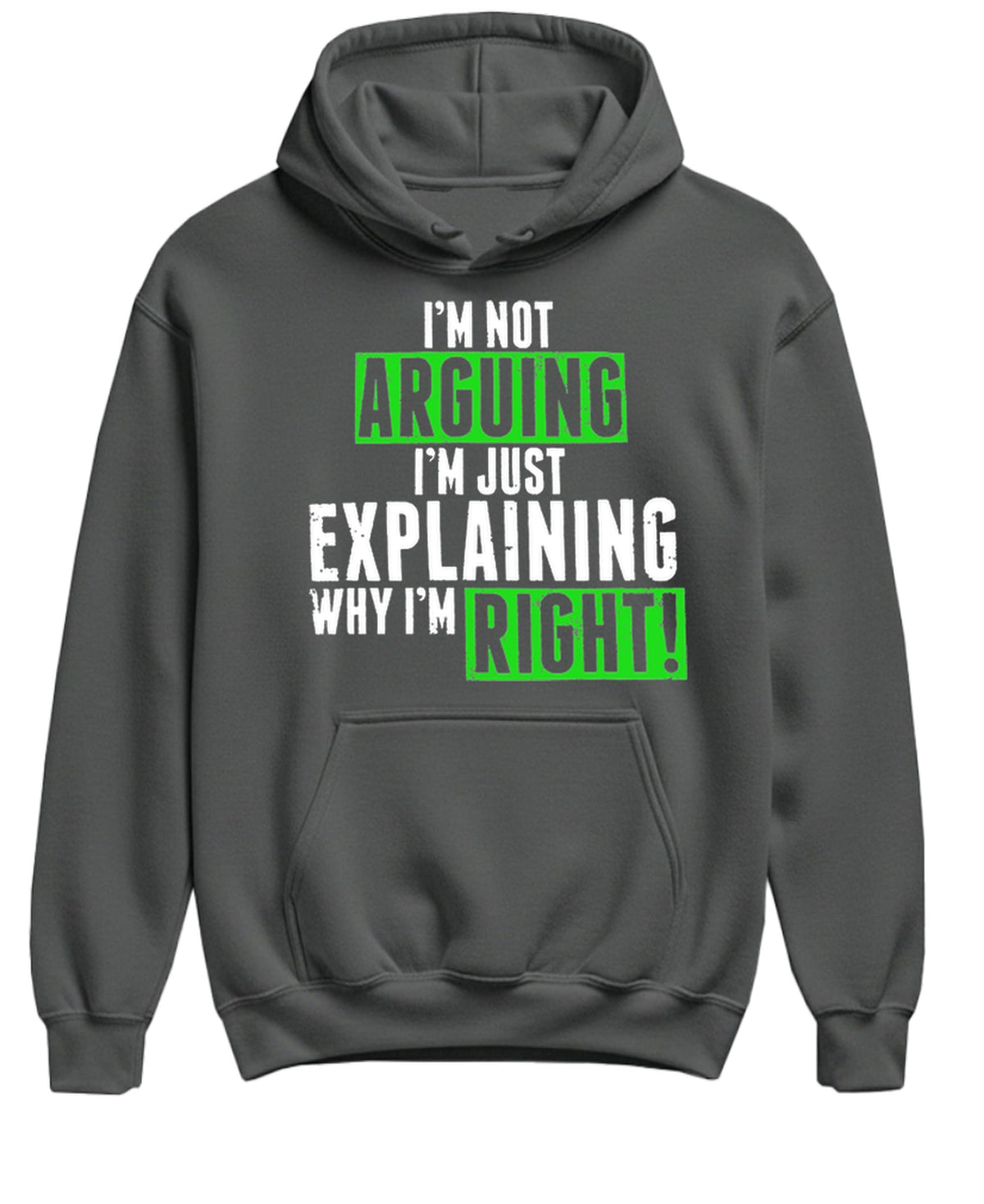 Not Arguing, Just Explaining Why I Am Right — Charcoal Hoodie — front